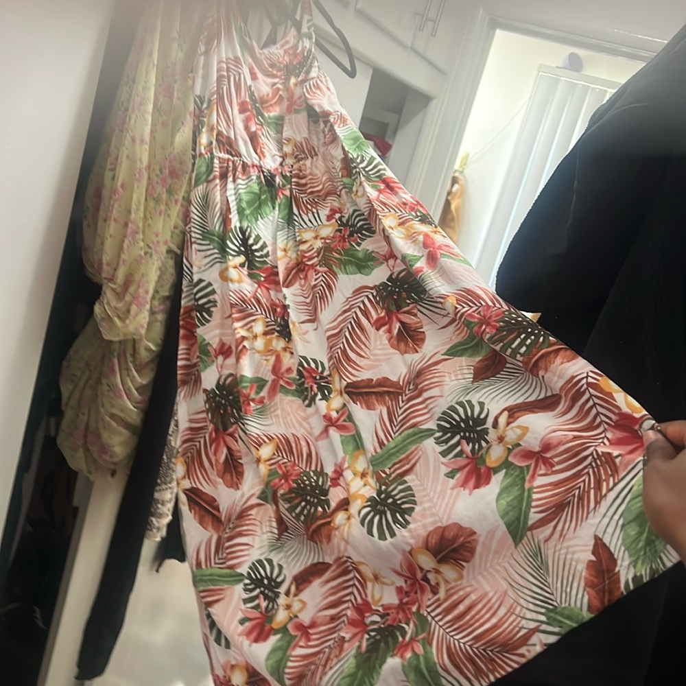 New! Vero Moda Simply Easy Strap Tropical Floral Sundress Calf Midi Dress